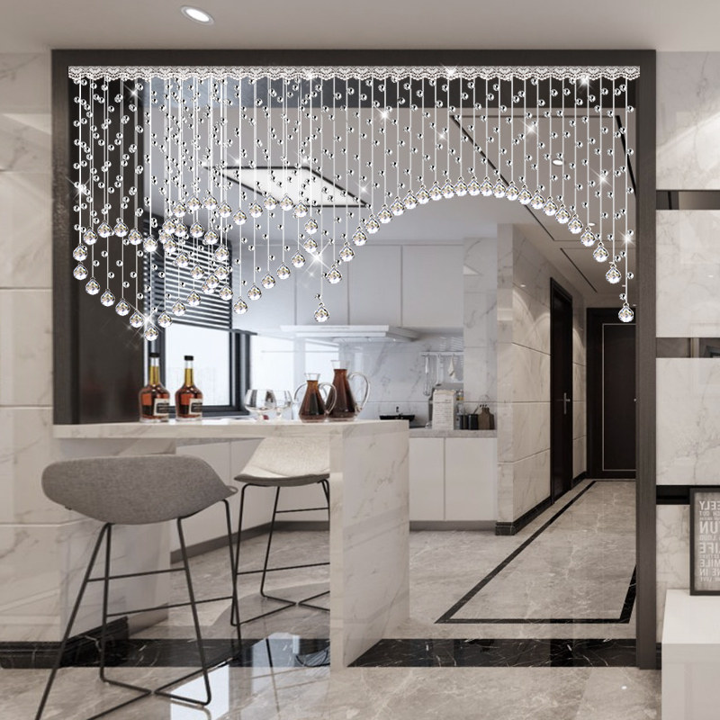 水晶珠帘隔断帘心形新款客厅餐厅过道卧室装饰帘子家用挂帘免打孔