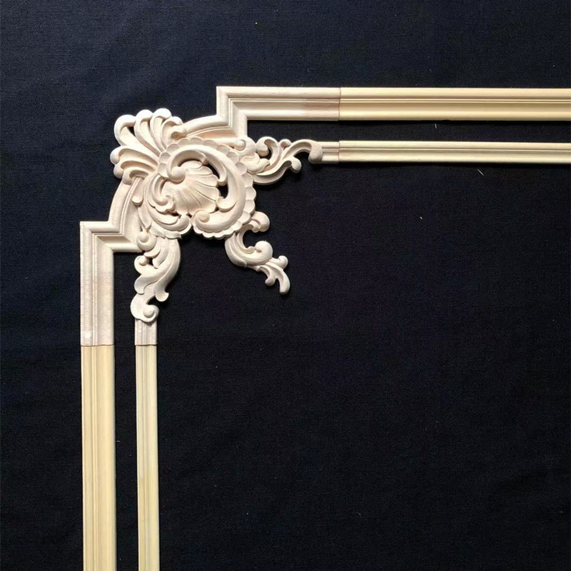 东阳木雕欧式实木角花雕花装饰电视背景墙雕花实木贴花木线条线框