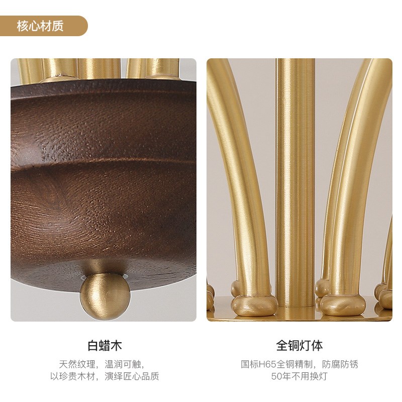 法式中古客厅吊灯轻奢奶油风餐厅灯主卧室灯北欧网红玻璃铜灯具