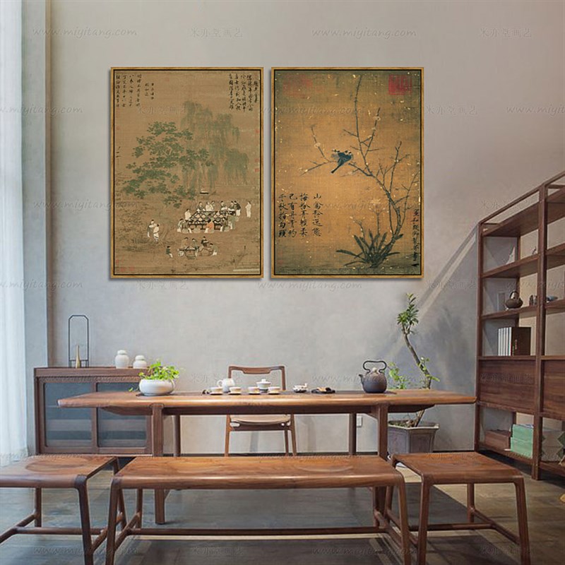 米亦堂x宋徽宗 新中式日式禅意花鸟客厅餐厅茶馆书房玄关和室挂画