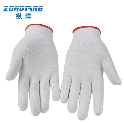 尼龙pu涂指涂掌手套防静电防滑薄款加厚浸胶工作业耐磨劳保手套