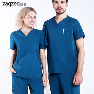 多口袋洗手衣弹力护士工作服男女医生外科短袖 刷手服
