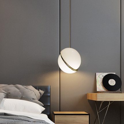 卧室床头小吊灯客厅过道玄关装饰复式楼梯旋转错位圆球轻奢创意灯