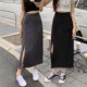 半身裙女大码 灰色西装 中长款 2024春夏高腰显瘦a字遮跨开叉包臀裙