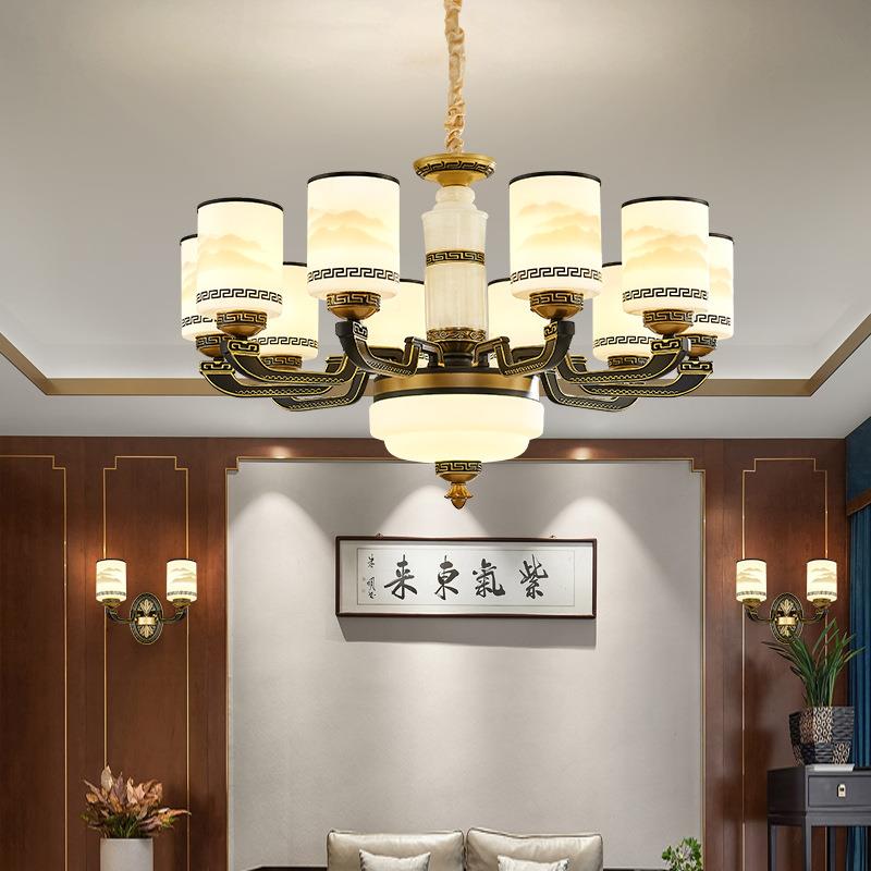 客厅吊灯餐2024633新款代现中轻奢大气玉石式禅意厅卧室全屋套餐