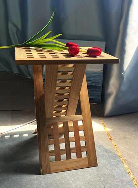 实木咖体啡免安装折叠桌家桌户BEU外一式木质餐桌便携式用小方桌