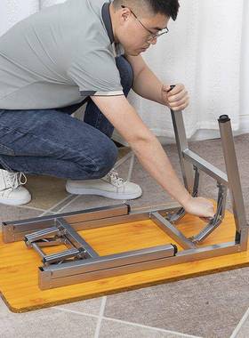 吃饭子桌折叠家用长桌写桌小型折叠字桌矮款出租房小桌KVC子供方