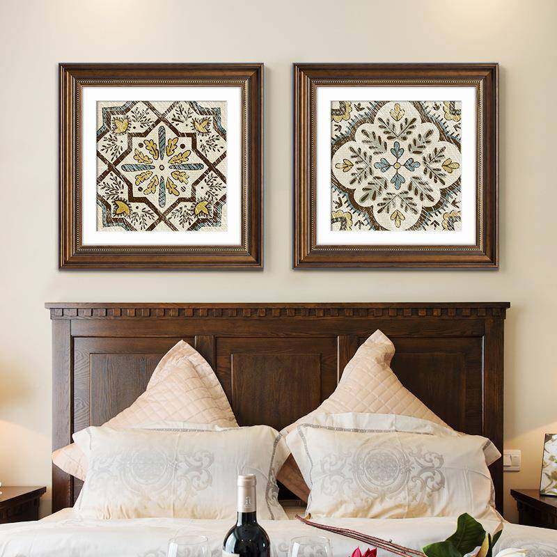 壁美式卧床头装饰画复古抽象花al202209纹室画现代餐厅饭厅背景画