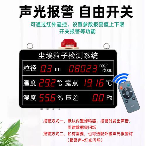 尘埃粒子温湿度大显示屏幕工业洁净车间粒子计数器数字电子屏485