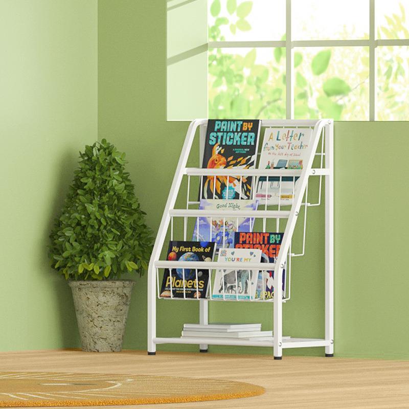 铁艺儿童书书架绘置本收纳架家用简客厅书柜易移动多层储物架创意