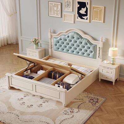 美式全实木床代简约8主卧1.双54339人高奢华婚床大床复现古原木端