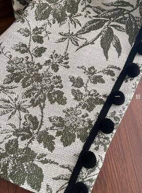 中风古雪尼尔印花窗帘客厅231002新款法式4复古感叶子肌理高级窗