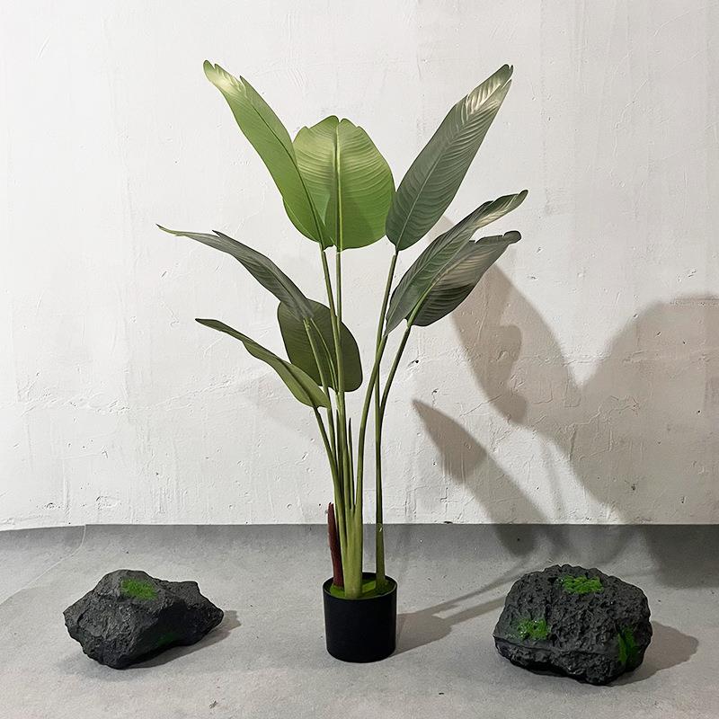 lx-10北欧风仿真植天堂鸟栽室内装摆件假植物饰旅人绿蕉落地假树