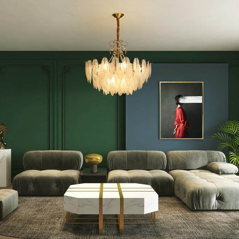 简约高厅档创五金玻璃吊灯家用客卧室酒意店度调亮节吸顶95574吊