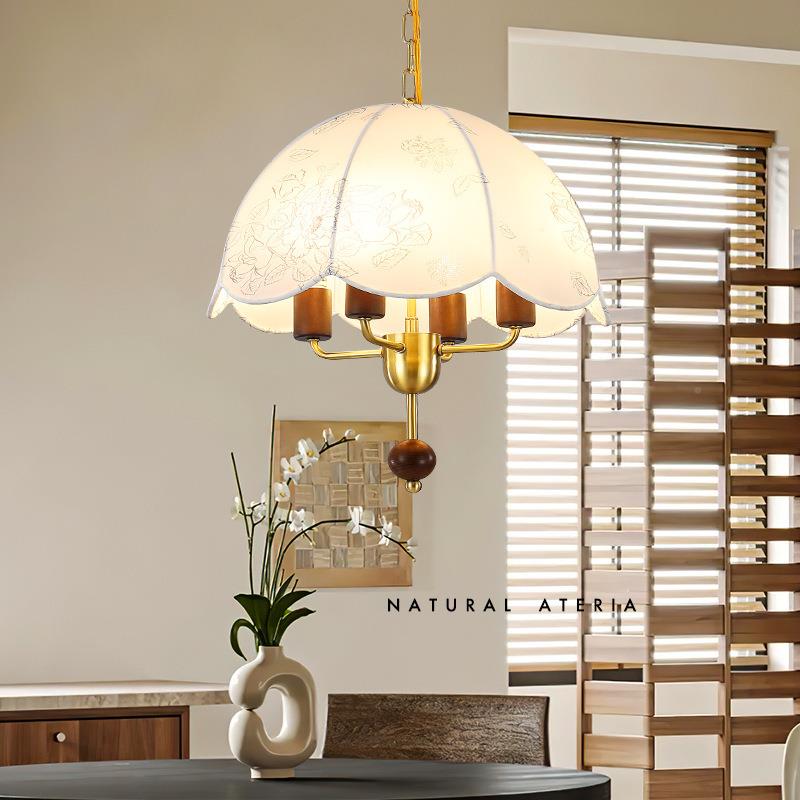 法式洋中古厅吊灯北欧903复古南日式侘风寂创意布艺花纹民宿餐吧