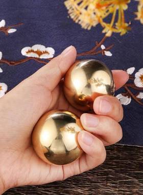 俊田黄铜健实心身球手把件黄铜光亮圆球JT-A0016中老把玩健身年球