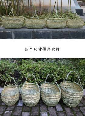 竹篮水子编织篮放水果竹手MTRl2nTz提编买筐竹筐果篮鸡蛋篮厨房收