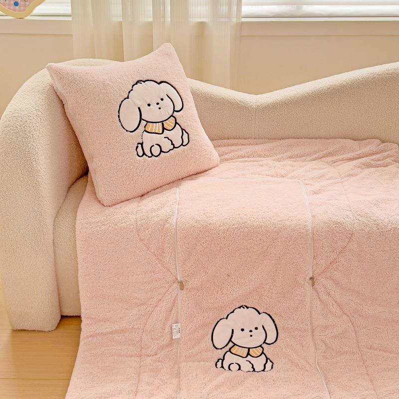 牛奶绒抱枕被LMY-YJ-1头子两用二合一厚办公室午垫睡毯子枕被车载