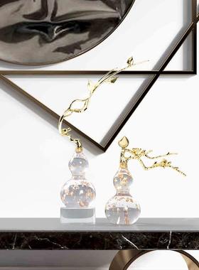 新中式轻属奢金葫芦家居摆件样板博古房架橱ML8893窗关玄茶室工艺