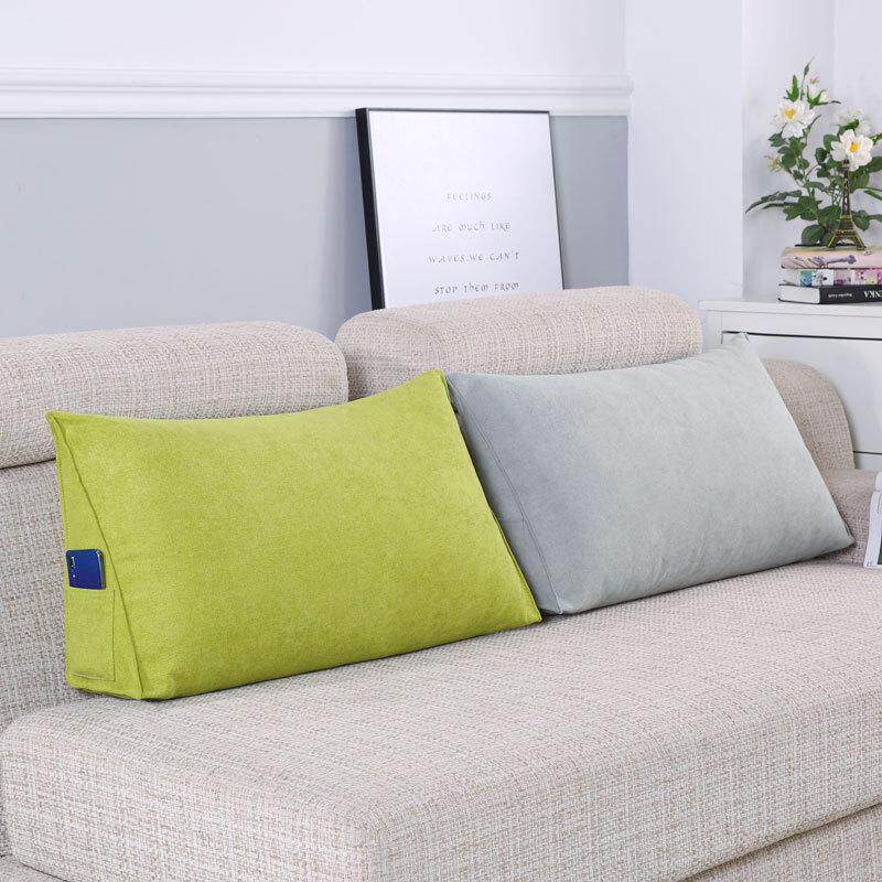 纯色长沙发靠垫办公室三角腰抱可椅子靠客厅靠枕床头垫拆洗枕靠背