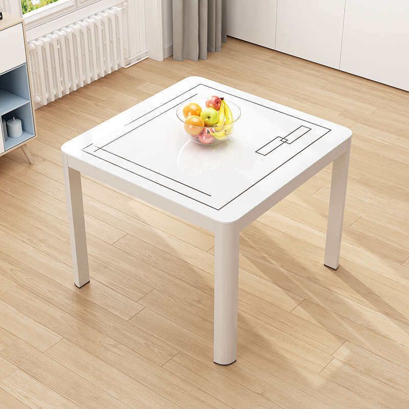正方形钢化玻璃现代简约四方桌子接待小户型餐厅会议阳台洽谈休闲