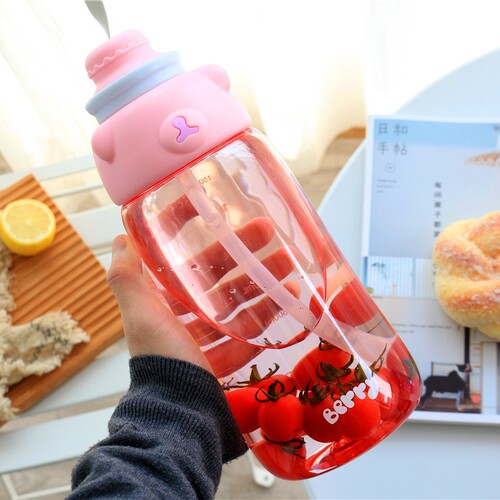 夏季可爱大容量水杯带吸管塑料杯网红儿童女学生水壶简约户外杯子