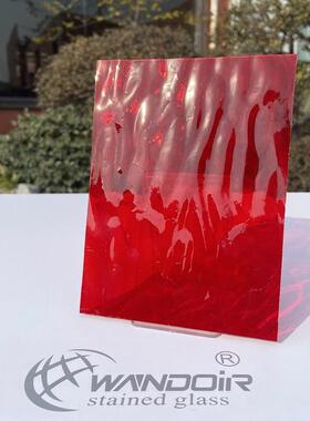 厂家现货供应 红色透明水纹 教堂玻璃 M41-1F
