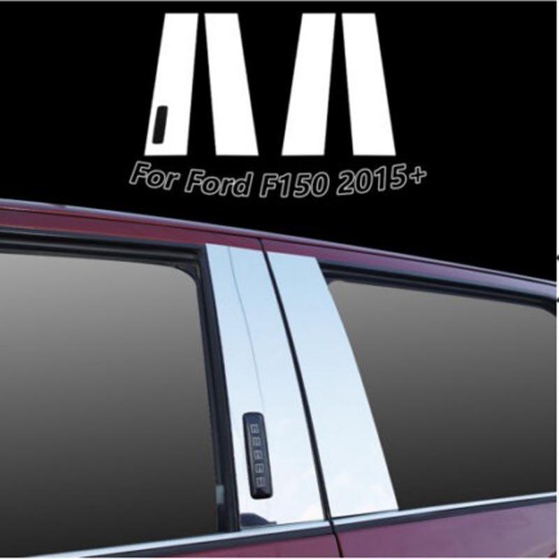 适用15-20年福特猛禽F150不锈钢车窗亮条中柱电镀饰条护板防护条