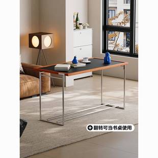 里约茶几客厅家用小户型茶台设计师不锈钢翻转茶桌茶几办公桌一体
