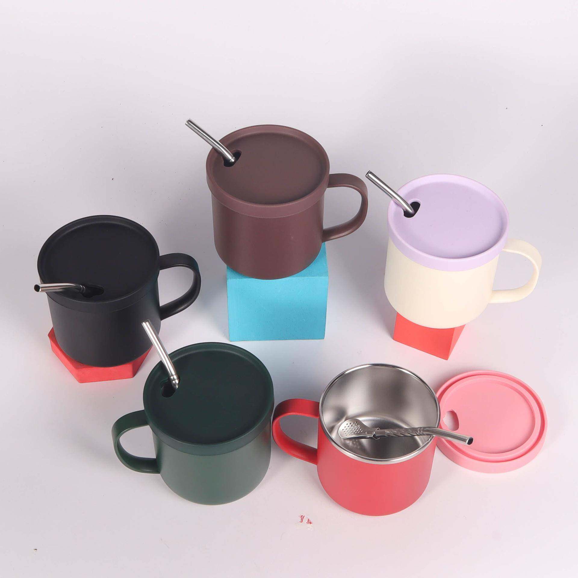 304不锈钢陶瓷内胆咖啡杯马克杯手柄保温杯办公便携牛奶杯