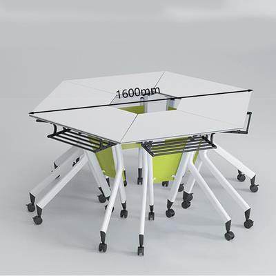 六椅角桌六边形组合桌议辅导团培1训课桌折叠梯体形移动智会慧教