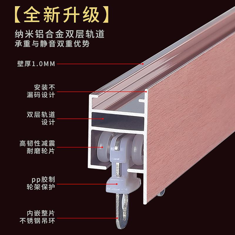 拉丝双微型2041窗盒轨道顶侧装小帘方盒帘杆不露码静音一体隐形窗