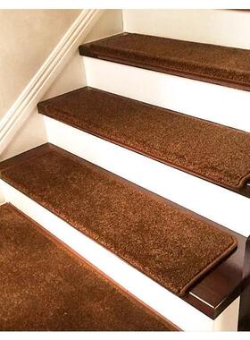 厚简约纯楼滑梯mnb65ZfU踏步垫免胶自粘防垫家用加实木地色毯