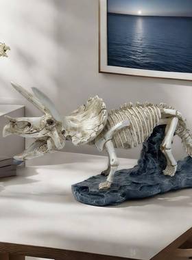 简件约创雕意大号霸王龙恐龙化石骨架艺术摆玄关艺术塑复古装2025