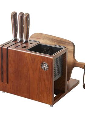 实木多具FUY功能刀架砧板架筷菜厨房刀置物板锅盖架子筒收纳层架