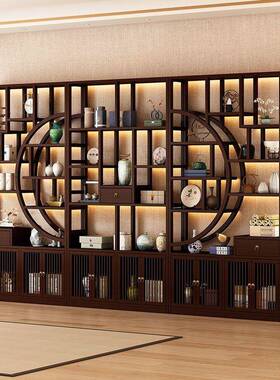 阁UYD新式博古架公办室多宝展示柜茶柜网红入户玄关柜中隔断柜置