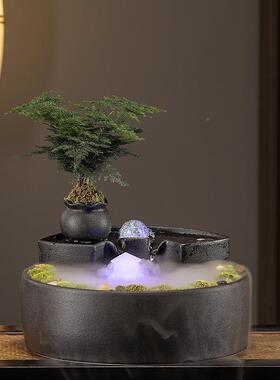 微流财水摆循环水喷泉创意陶瓷客厅生财招办公室桌面景观装BYD饰
