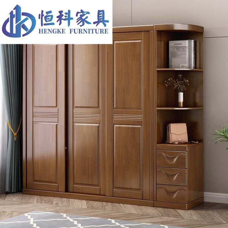 式衣柜推滑拉门现代简实木组装约家中用卧室整体移门HKX426衣组合
