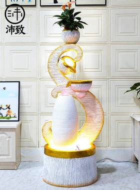 欧式流水喷泉摆件开业招财ZIV景客居厅落家装地饰品水现代室内加