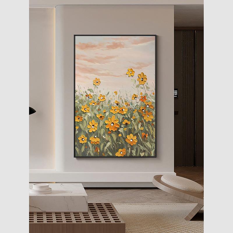 春意阑画珊厅发背景墙装饰画S-2122餐厅侘寂风手客工沙壁卧室大幅