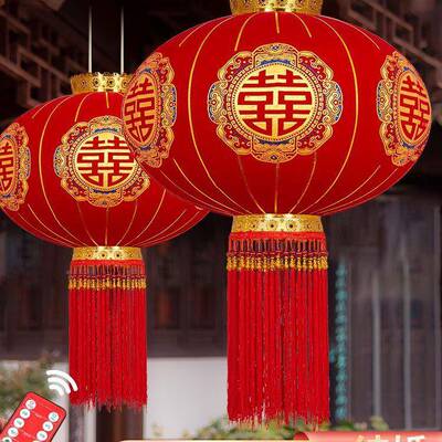 新款结婚BUZ喜字灯中式婚庆灯笼大门笼口阳婚房装饰笼喜庆红台灯