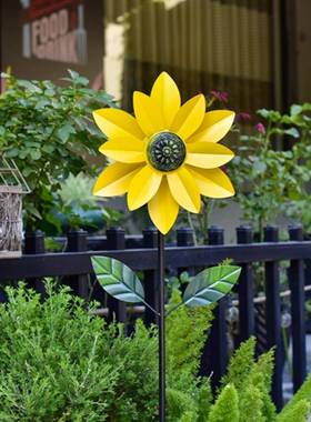 旋意转铁风车户外花园F9779J5T园庭院装饰摆件创艺向日葵幼儿别墅