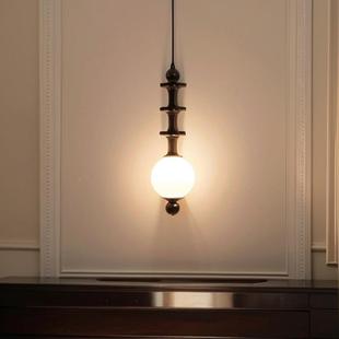 法中古古简约风床头吊灯美式 卧厅室客背景墙灯实木小 复963房间式