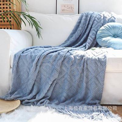 尚轻奢复古菱格TPW床尾民宿酒店加大床尾毯沙发巾样巾板时间沙发