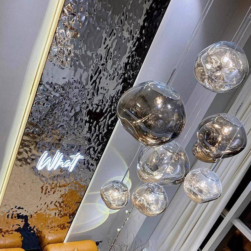 后现代岩吊灯创意786约餐厅咖啡厅吧台客吊厅灯异形不熔简规则玻