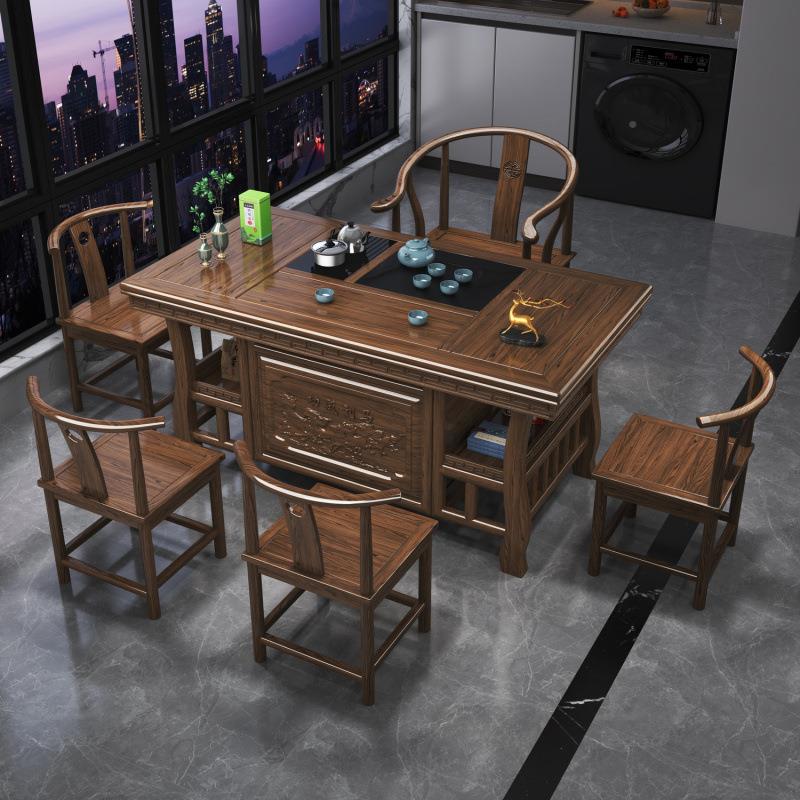 新中式实木办用公室家台小户型功RWE夫茶几高级泡台阳喝茶茶桌椅