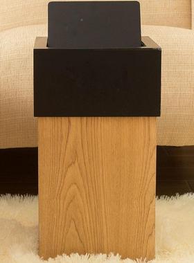 北欧胡桶桃木色宿ZD-50226垃圾家用简客厅方形木质带盖约民酒店纸