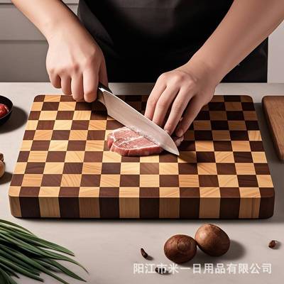 棋盘格板实木质菜无无菜板家用厨TH-CB005房蜡水漆果砧板粘板案板