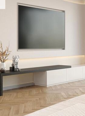 北欧极简可伸缩实木电简视现代客厅约带储物落地茶81060几电视柜