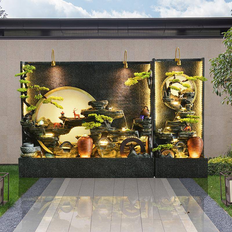 型环水幕墙循流屏风假山喷GPI泉别墅大酒店落地户外庭院水装饰品